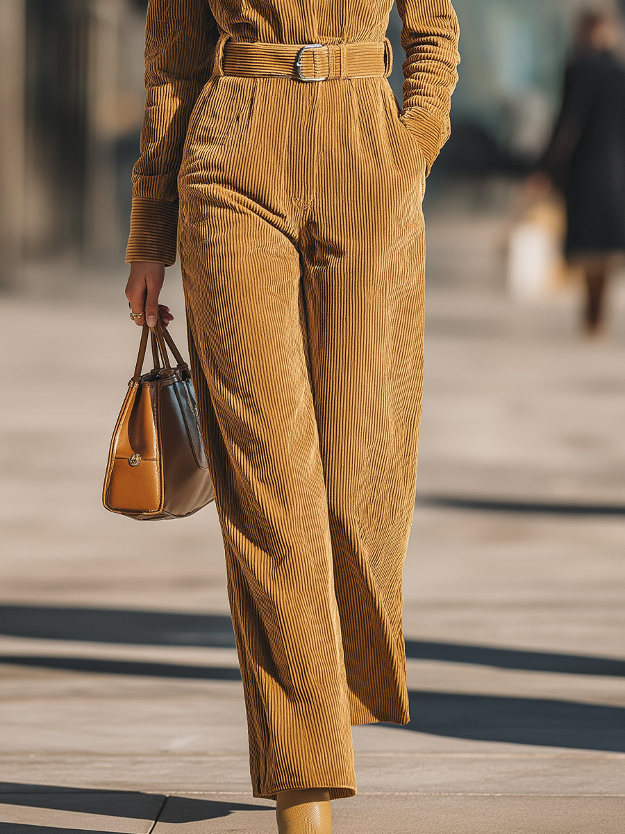 Kate | Camel Corduroy Jumpsuit