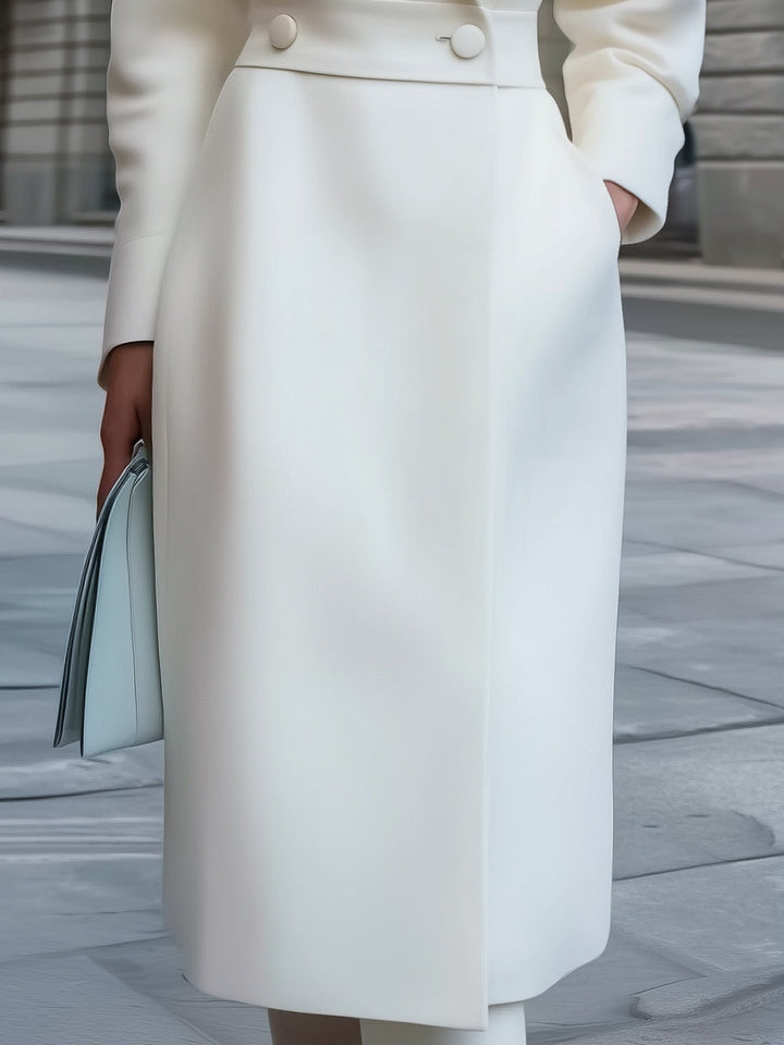 Chic Double-Breasted Wool-Blend Coat Dress