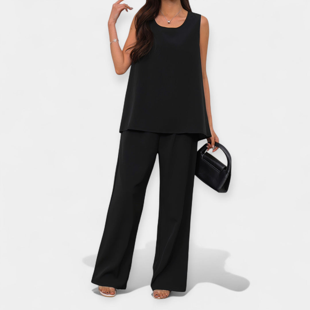 Sleeveless Top & Wide Pants Set
