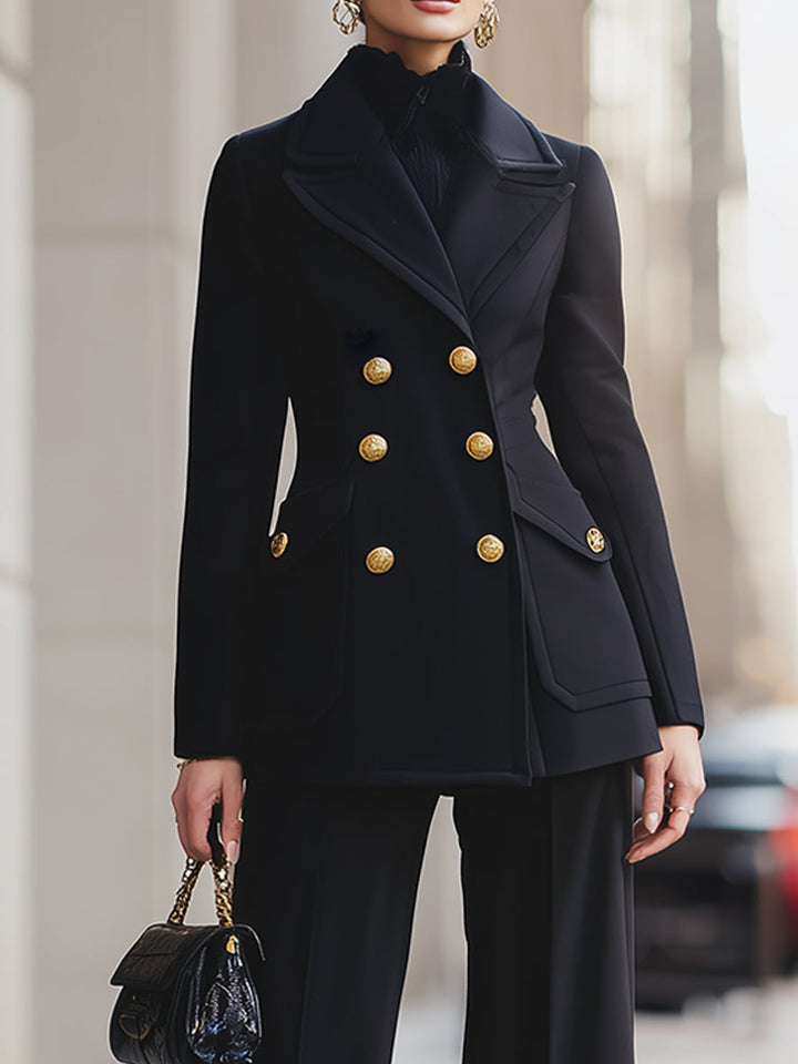 Chic Double-Breasted Wide-Leg Pantsuit