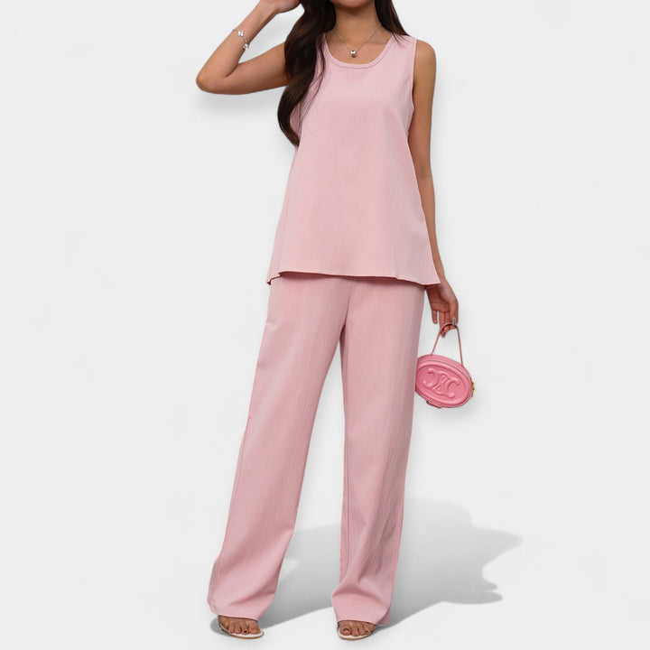 Sleeveless Top & Wide Pants Set