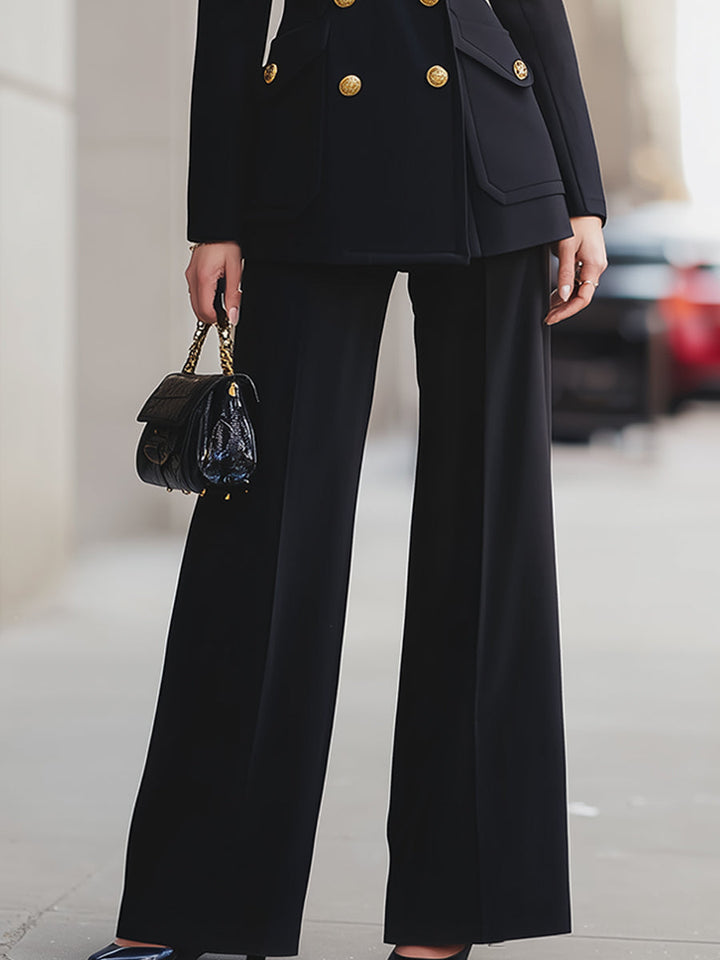 Chic Double-Breasted Wide-Leg Pantsuit