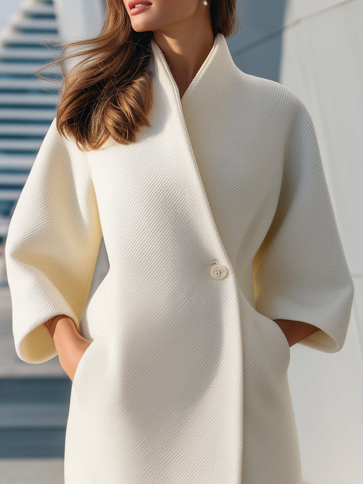 Elegant Wool-Blend Oversized Coat With Belt