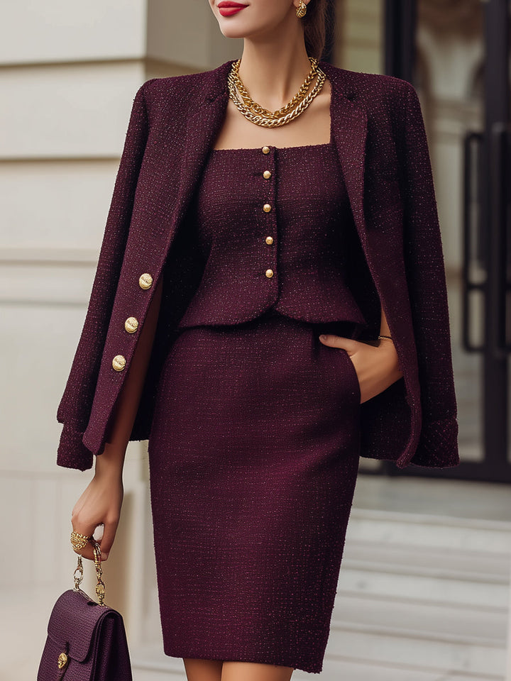 Stylish Tweed Three-Piece Power Set
