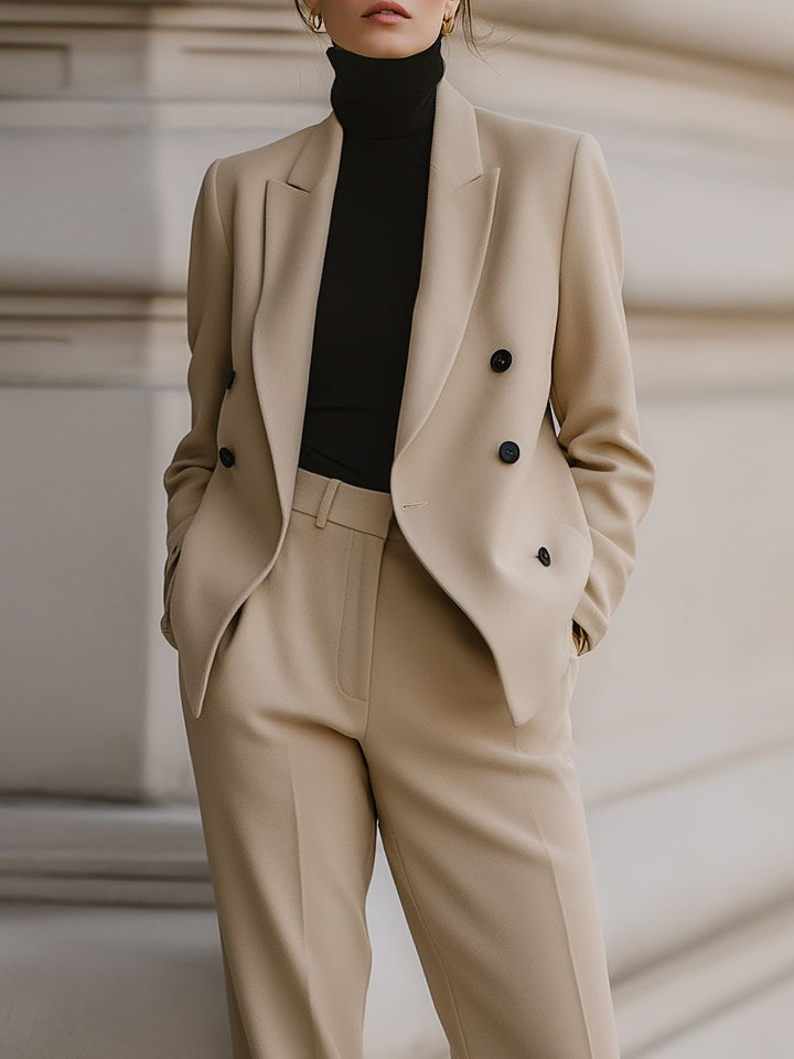 Sophisticated Double-Breasted Blazer And Trousers Set
