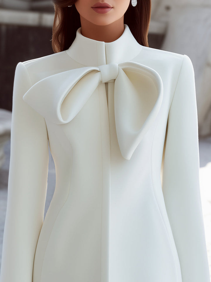 Wool-Blend Coat Dress With Statement Bow Collar