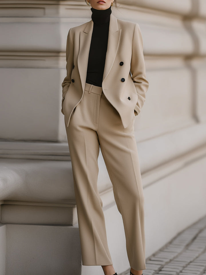 Sophisticated Double-Breasted Blazer And Trousers Set