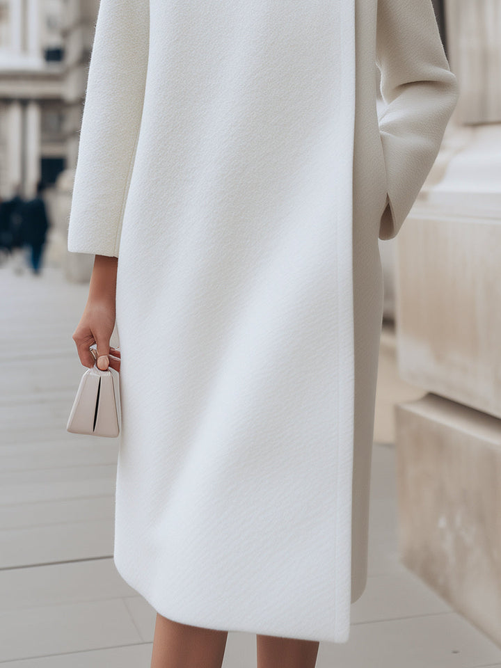 Elegant Wool-Blend Coat With Button Detail