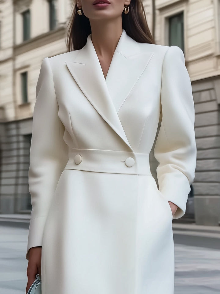 Chic Double-Breasted Wool-Blend Coat Dress
